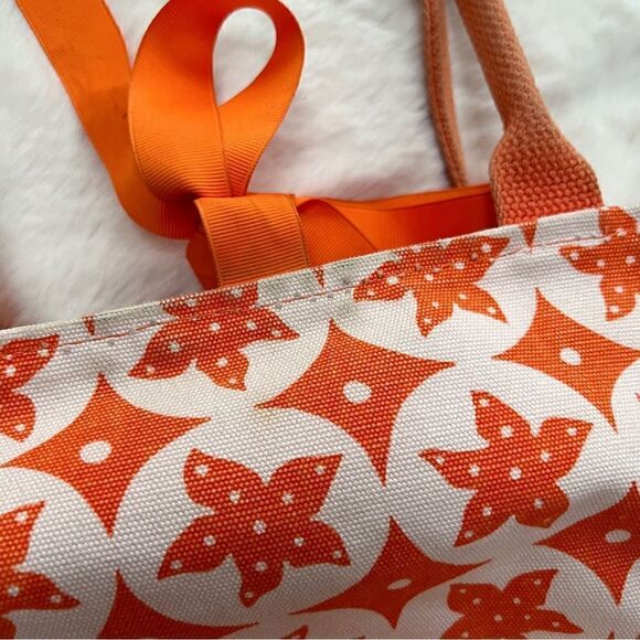 Starfish Canvas Mini Tote Bag Orange White Seaside Design Beach Preppy Purse - Picture 4 of 12